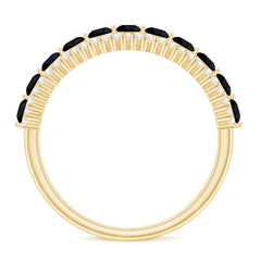 Natural Black Spinel Diamond Half Eternity Ring for Anniversary
