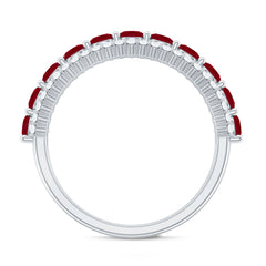 Natural Ruby Diamond Half Eternity Anniversary Band Ring for Women