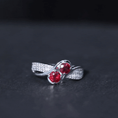 Natural Ruby To Et Moi Engagement Ring with Diamond