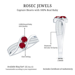 Natural Ruby To Et Moi Engagement Ring with Diamond