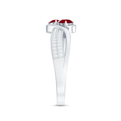 Natural Ruby To Et Moi Engagement Ring with Diamond