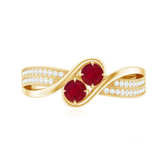Natural Ruby To Et Moi Engagement Ring with Diamond