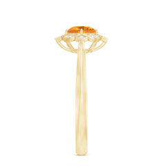 Vintage Inspired Citrine Engagement Ring with Diamond Halo