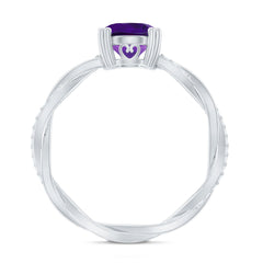2.75 CT Oval Amethyst and Diamond Braided Engagement Ring
