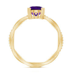 2.75 CT Oval Amethyst and Diamond Braided Engagement Ring