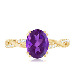 2.75 CT Oval Amethyst and Diamond Braided Engagement Ring