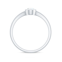 Bezel Set Pear Shaped Moissanite Promise Ring in Split Shank