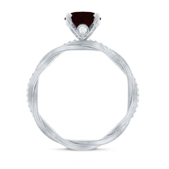 Natural 8X10mm Garnet Big Engagement Ring with Diamond Braided Shank