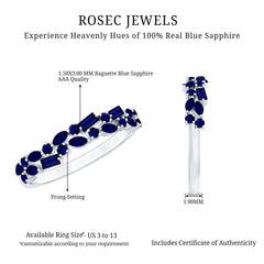 3/4 CT Blue Sapphire Cluster Half Eternity Band Ring