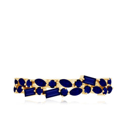 3/4 CT Blue Sapphire Cluster Half Eternity Band Ring