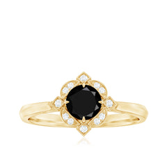 1 CT Vintage Created Black Diamond Engagement Ring
