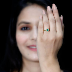 Natural Emerald and Diamond Vintage Inspired Engagement Ring For Her
