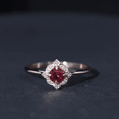 Vintage Style Lab Grown Ruby and Diamond Engagement Ring