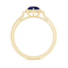 Vintage Style 0.6 Carat Lab Grown Blue Sapphire Engagement Ring with Diamond
