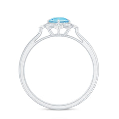 1/2 CT Aquamarine and Diamond Art Deco Vintage Ring