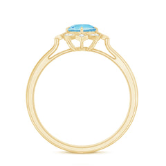 1/2 CT Aquamarine and Diamond Art Deco Vintage Ring