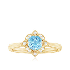1/2 CT Aquamarine and Diamond Art Deco Vintage Ring