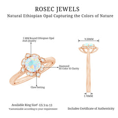 Real Ethiopian Opal Vintage Looking Engagement Ring with Diamond