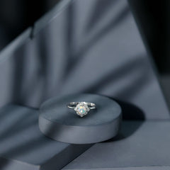 Real Ethiopian Opal Vintage Looking Engagement Ring with Diamond
