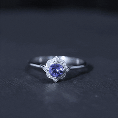 Real Tanzanite Flower Engagement Ring With Diamond