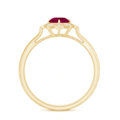 Vintage Style 0.6 Carat Ruby Engagement Ring with Diamond Halo