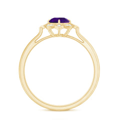 1/2 CT Vintage Amethyst and Diamond Engagement Ring
