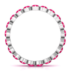 2 CT Bezel Set Ruby Full Eternity Stackable Ring