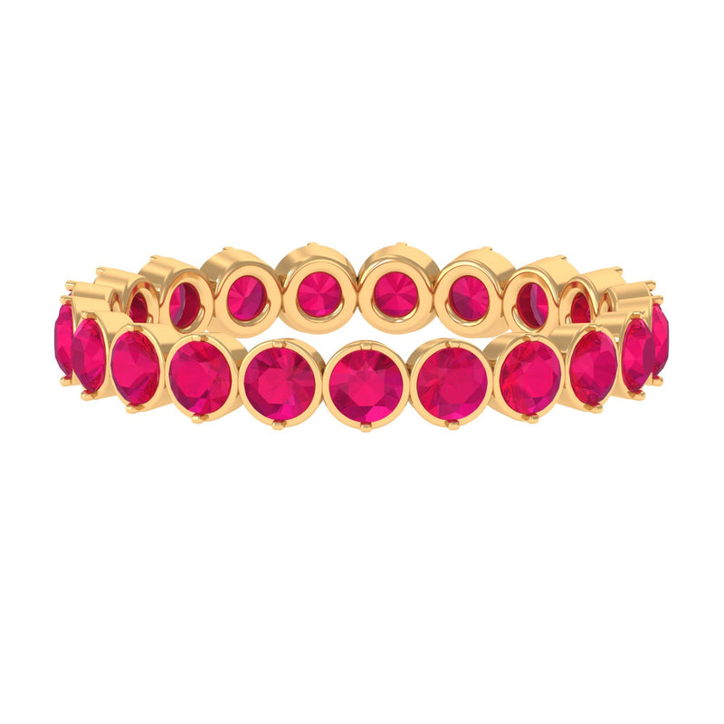 2 CT Bezel Set Ruby Full Eternity Stackable Ring