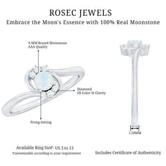 1/2 CT Moonstone and Diamond Bypass Promise Ring