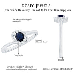 Blue Sapphire and Diamond Bypass Promise Ring