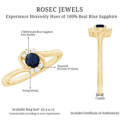 Blue Sapphire and Diamond Bypass Promise Ring