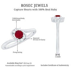 Genuine Ruby and Diamond Bypass Promise Ring