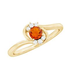 1/4 Ct Fire Opal and Diamond Bypass Promise Ring