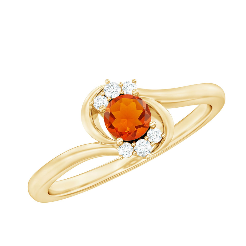 1/4 Ct Fire Opal and Diamond Bypass Promise Ring