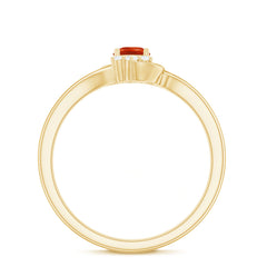 1/4 Ct Fire Opal and Diamond Bypass Promise Ring