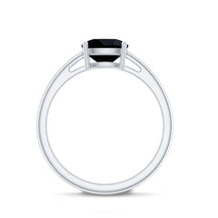 Certified Black Onyx 8MM Cushion Cut Engagement Ring
