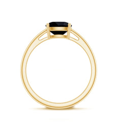 Certified Black Onyx 8MM Cushion Cut Engagement Ring