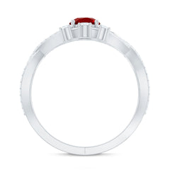 Lab Created Ruby and Moissanite Classic Engagement Ring