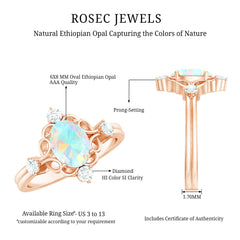 Designer Ethiopian Opal and Diamond  Engagement Ring