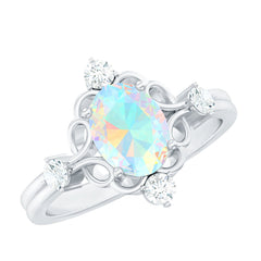 Designer Ethiopian Opal and Diamond  Engagement Ring