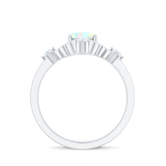 Designer Ethiopian Opal and Diamond  Engagement Ring