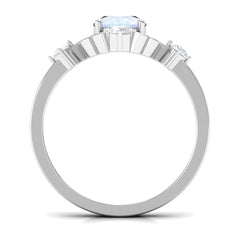 Oval Moonstone Cocktail Ring with Diamond