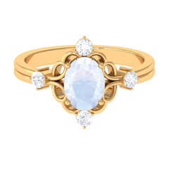 Oval Moonstone Cocktail Ring with Diamond