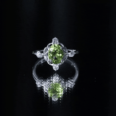 Oval Peridot Cocktail Ring with Diamond