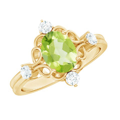 Oval Peridot Cocktail Ring with Diamond