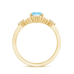 1.25 CT Oval Shape Aquamarine and Diamond Cocktail Ring