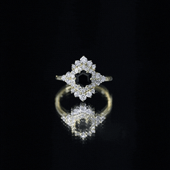 Black Spinel and Diamond Vintage Engagement Ring in Silver