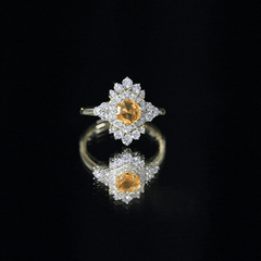 Sterling Silver Fire Opal Diamond Vintage Engagement Ring