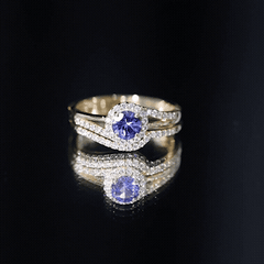 Genuine Tanzanite Engagement Ring with Diamond Enhancer