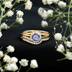 Genuine Tanzanite Engagement Ring with Diamond Enhancer